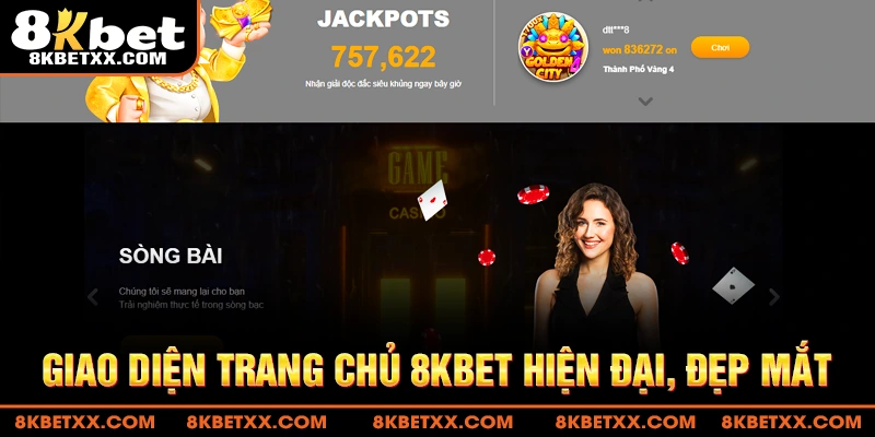 Giao diện trang chủ 8KBET hiện đại và đẹp mắt